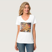 茶色と赤の秋のオーク絵画の葉 Tシャツ (正面フル)