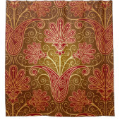 茶色と赤の花柄シャワーカーテン シャワーカーテン (正面)