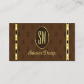 茶色と金ゴールドとモノグラムパターン(の模様が)ある文字 名刺 (正面)