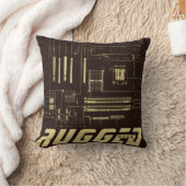 茶色と金ゴールドの堅牢なギークマザーボード技術 クッション (ブランケット)