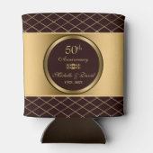 茶色と金ゴールドの幾何学模様 – 50周年記念 缶クーラー (裏面)