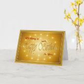 茶色と金ゴールドの誕生日の美しい蝋燭 カード (黄色い花)