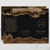 茶色と金ゴールドのagateパンフレット (正面/裏面)