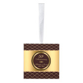 茶色と金ゴールド幾何学模様 – 50周年記念 キューブオーナメント (右)