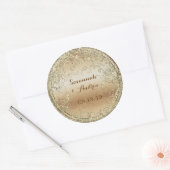 茶色と金ゴールド結婚の印 ラウンドシール (封筒)