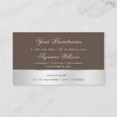 茶色と銀の装飾かわいいバラの花とロゴ 名刺 (裏面)