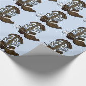 茶色と青のカウボーイブーツのギフトラップ ラッピングペーパー (角)