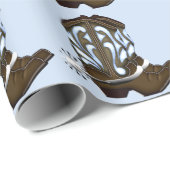 茶色と青のカウボーイブーツのギフトラップ ラッピングペーパー (ロールコーナー)