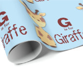 茶色と青のキリン赤ちゃんシャワー ラッピングペーパー (ロールコーナー)