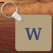 茶色と青のキーモノグラムのチェーン キーホルダー (正面)