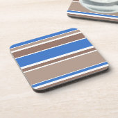 茶色と青のストライプ コースター (左側)