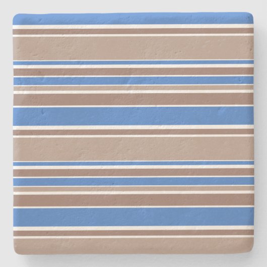 茶色と青のストライプ ストーンコースター (正面)