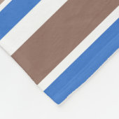 茶色と青のストライプ フリースブランケット (角)