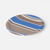 茶色と青のストライプ ペーパープレート (アングル)