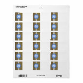 茶色と青のゼブラ模様モノグラム ラベル (フルシート)