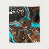 茶色と青の大理石の流体アート タペストリー (正面)