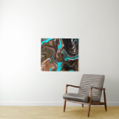 茶色と青の大理石の流体アート タペストリー (インサイチュ(横))