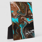 茶色と青の大理石の流体アート フォトプラーク (側面)