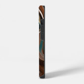 茶色と青の大理石の流体アート iPhoneケース (左側面)