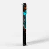 茶色と青の大理石の流体アート iPhoneケース (右側面)