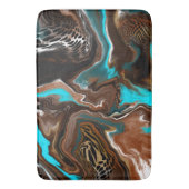 茶色と青の大理石スワール流体アート バスマット (正面縦)