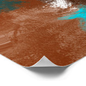 茶色と青の大理石バブル流体アート ポスター (角)