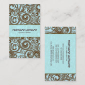 茶色と青の抽象芸術ランダム渦 名刺 (正面/裏面)