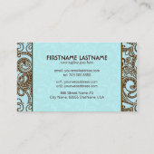 茶色と青の抽象芸術ランダム渦 名刺 (裏面)