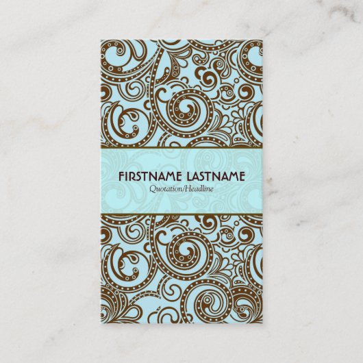 茶色と青の抽象芸術ランダム渦 名刺 (正面)