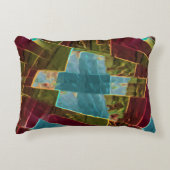 茶色と青の斑点のある彫刻されたワックス アクセントクッション (正面)