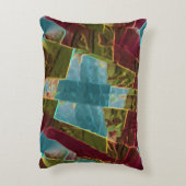 茶色と青の斑点のある彫刻されたワックス アクセントクッション (裏面(縦))