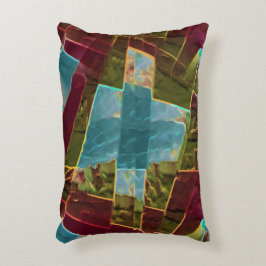 茶色と青の斑点のある彫刻されたワックス アクセントクッション