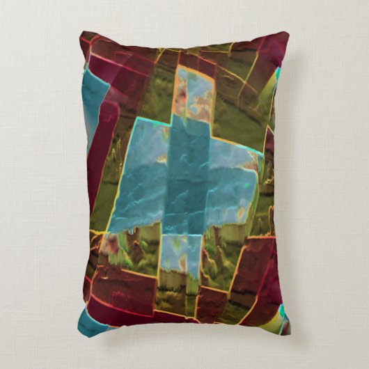 茶色と青の斑点のある彫刻されたワックス アクセントクッション (正面(垂直))