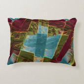 茶色と青の斑点のある彫刻されたワックス アクセントクッション (裏面)