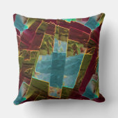 茶色と青の斑点のある彫刻されたワックス クッション (裏面)