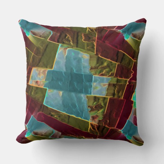 茶色と青の斑点のある彫刻されたワックス クッション (正面)