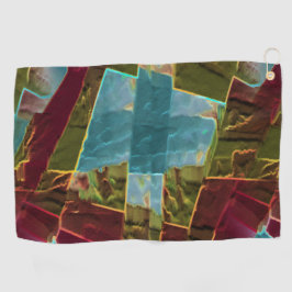 茶色と青の斑点のある彫刻されたワックス ゴルフタオル