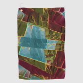 茶色と青の斑点のある彫刻されたワックス ゴルフタオル (正面)