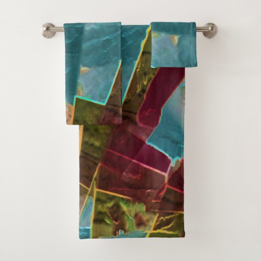 茶色と青の斑点のある彫刻されたワックス バスタオルセット (インサイチュ)