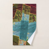 茶色と青の斑点のある彫刻されたワックス バスタオルセット (ハンドタオル)