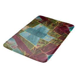 茶色と青の斑点のある彫刻されたワックス バスマット