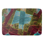 茶色と青の斑点のある彫刻されたワックス バスマット (正面)