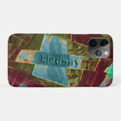 茶色と青の斑点のある彫刻されたワックス Case-Mate iPhoneケース (裏面(横))