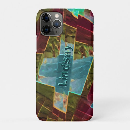 茶色と青の斑点のある彫刻されたワックス Case-Mate iPhoneケース (裏)