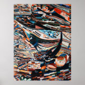 茶色と青の木製ボートの積み重ね ポスター (正面)