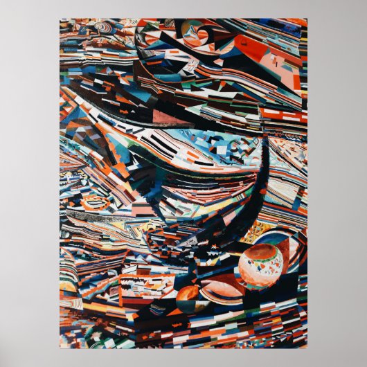 茶色と青の木製ボートの積み重ね ポスター (正面)