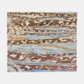 茶色と青の森の中絵を描毛布 フリースブランケット (正面(横))