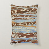 茶色と青の森の絵を描枕 アクセントクッション (正面(垂直))