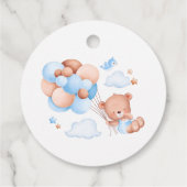 茶色と青の風船と雲を持つテディベア フェイバータグ (裏面)