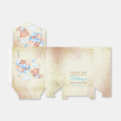 茶色と青の風船と雲を持つテディベア フェイバーボックス (折り畳みなし)